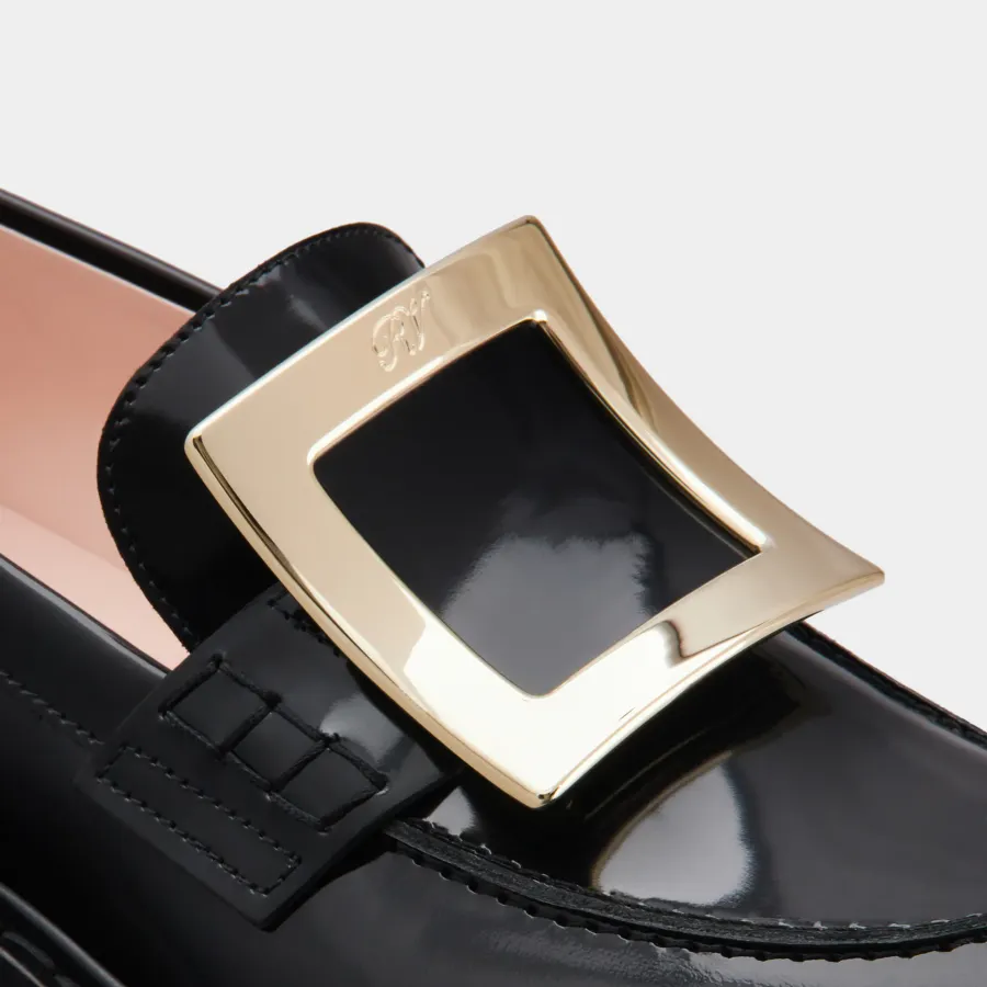 Roger Vivier Viv' Rangers Loafers In Black Patent Leather With Metal Buckle (Heel Height 2.5cm)