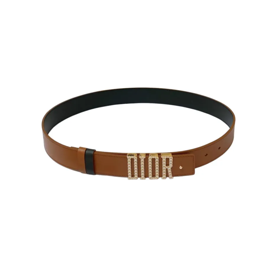 Dior Women' s D-Fence With Pearls Belt In Khaki/White/Brown/Black Calfskin With Gold/Silver Hardware 30mm