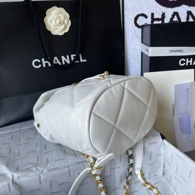 Chanel 19bags Backpacks White / Grey / Black Gold / Black Silver / Burnt Sugar Colouring  Quilted Lambskin Leather Backpacks
