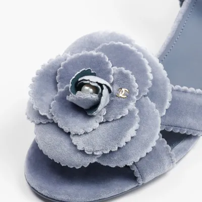 Chanel Grey velvet sandals