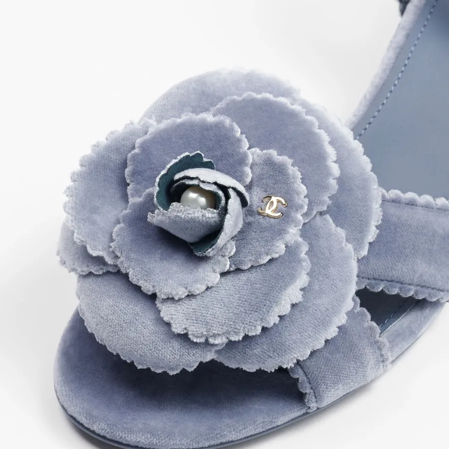 Chanel Grey velvet sandals