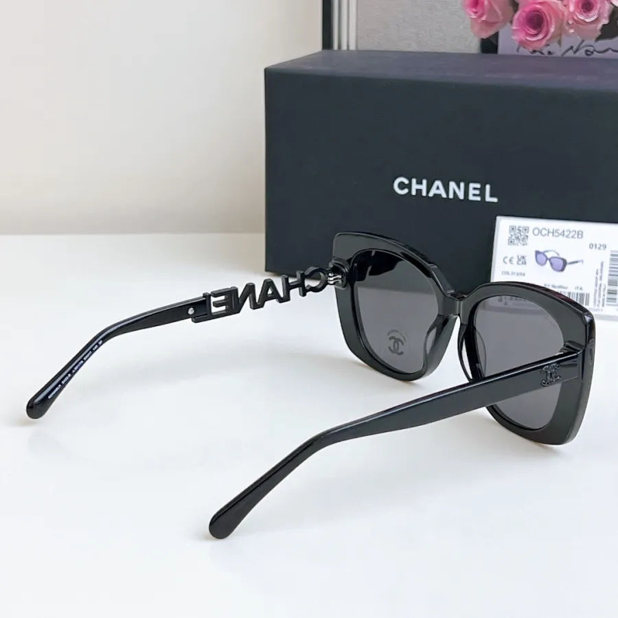 CHANEL glasses all black color size 53口17-145