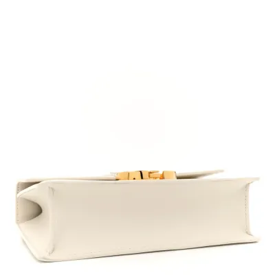 Dior Small Montaigne 30 East-West Chain Flap Bag Off White Grained Calfskin Leather Gold Hardware