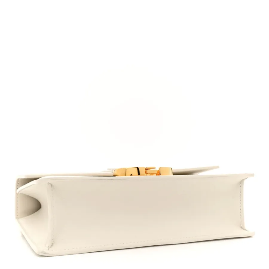 Dior Small Montaigne 30 East-West Chain Flap Bag Off White Grained Calfskin Leather Gold Hardware