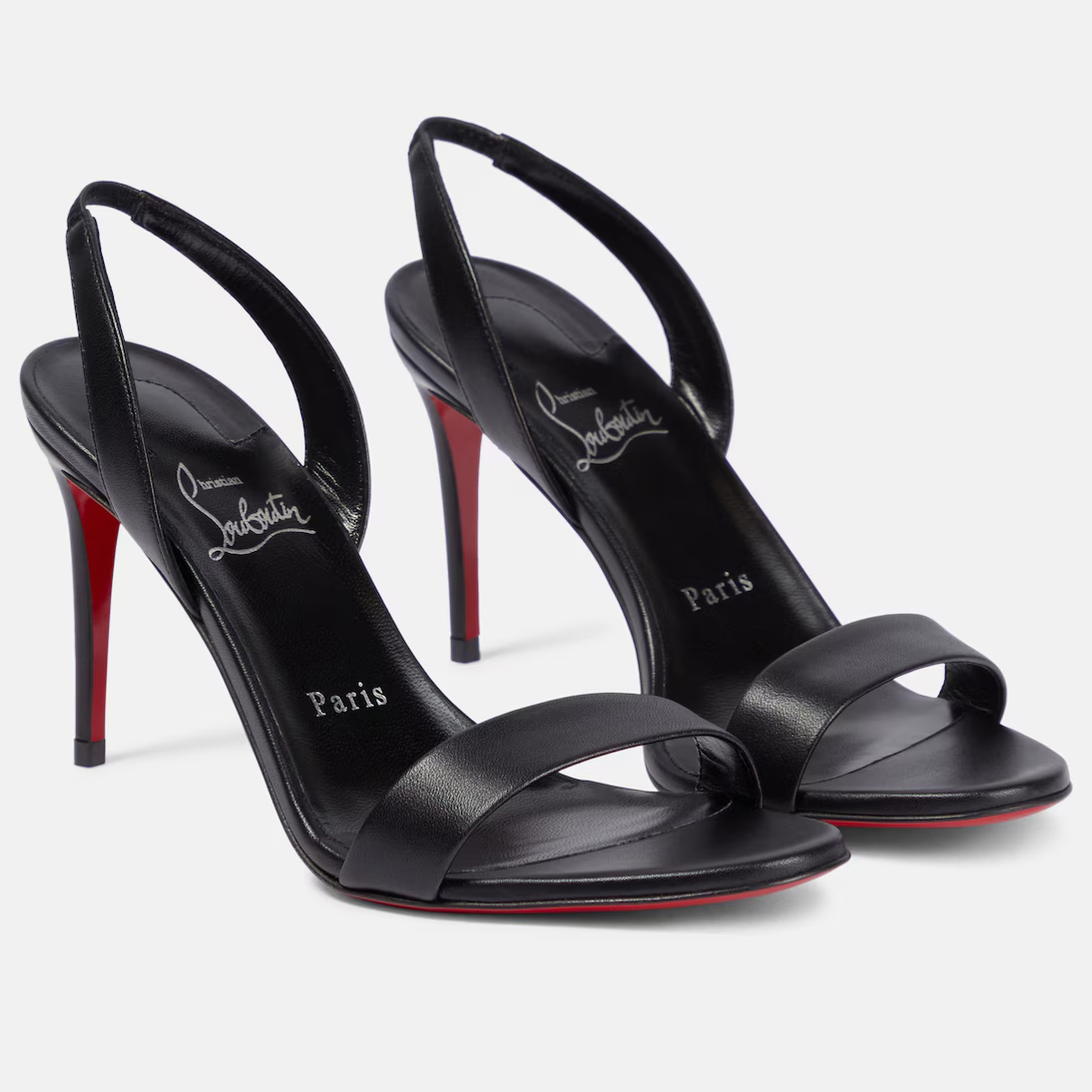 Christian Louboutin Sandálias de salto alto em couro preto.