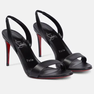 Christian Louboutin Black leather high-heeled sandals