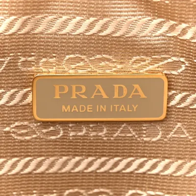 Prada Mini Triangolo Symbole Embroidered Triangle Bag Corda Talco Jacquard Canvas Gold Hardware