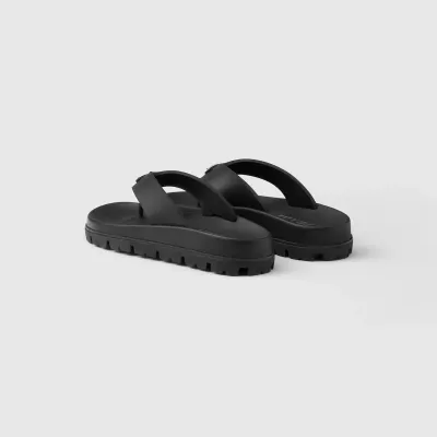 PRADA Black rubber clip-toe sandals Slippers