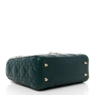Dior Small My ABCDior Lady Dior Dark Green Lambskin Leather Gold Hardware