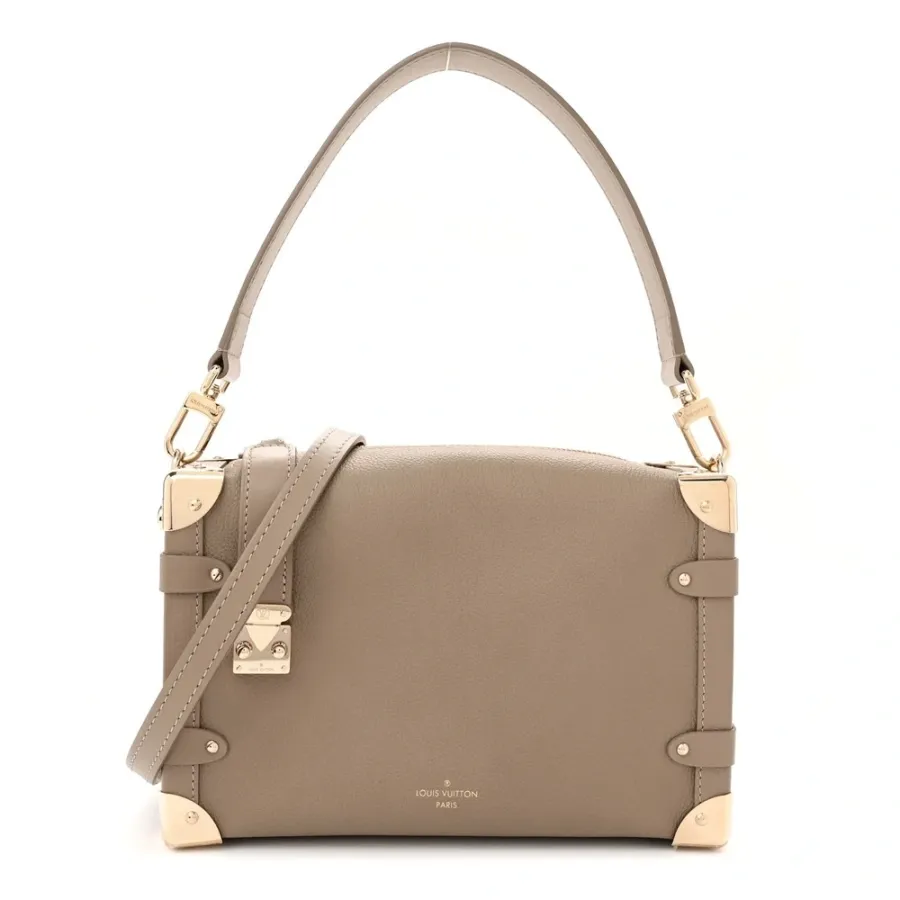 Louis Vuitton Side Trunk MM Taupe Calfskin Leather Gold Hardware