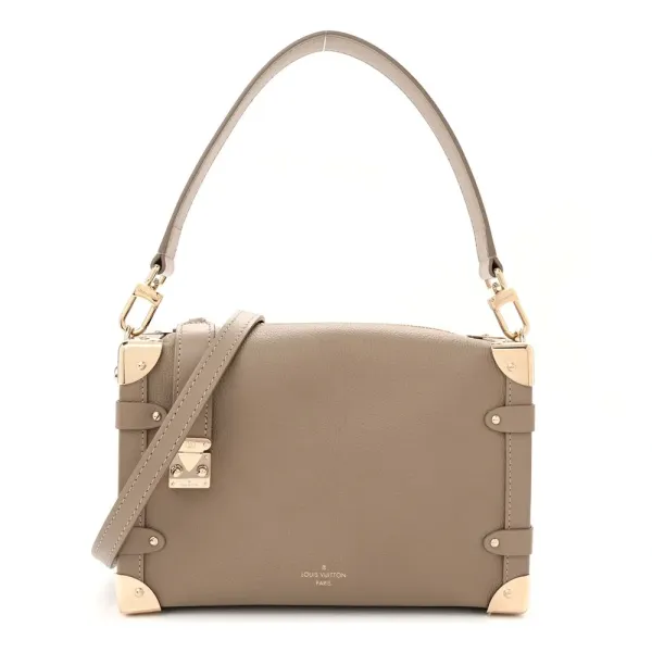 Louis Vuitton Side Trunk MM Taupe Calfskin Leather Gold Hardware