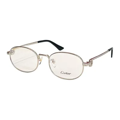 Cartier Oval glasses silver/gold/leopard gold/transparent black/green/grey/black/brown/purple pink color Size 54口20-145