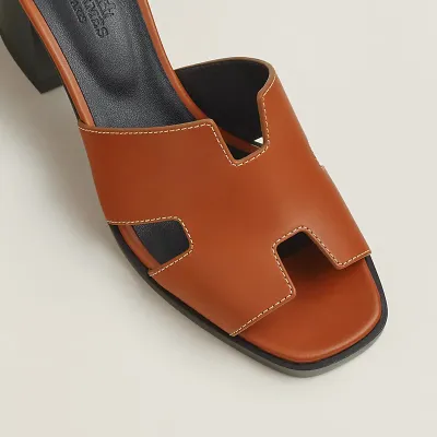 HERMES Helia Slippers High-heeled slippers Brown High Heels Sandal