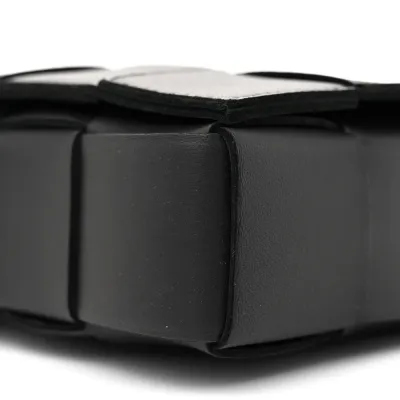 Bottega Veneta Maxi Intrecciato Cassette Crossbody Bag Black Lambskin Leather