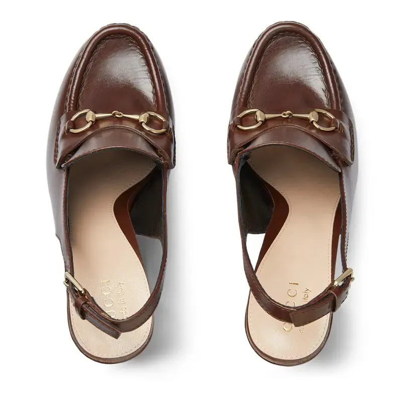 Gucci brown thick soled rear lace up high heels