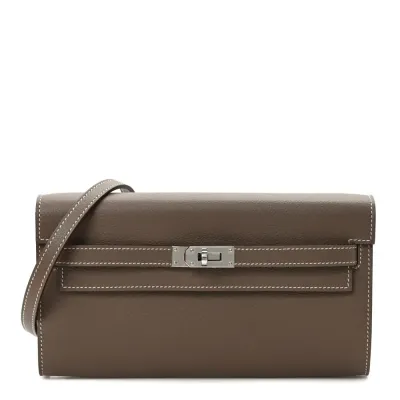 Hermès Kelly Wallet To Go Etoupe Evercolor Leather Palladium Hardware