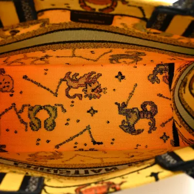 Dior Small Pixel Zodiac Book Tote Yellow Multicolor Embroidered Canvas