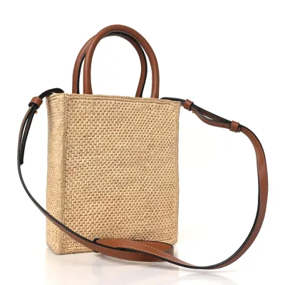 Loewe A5 Tote Bag Standard Small Natural/Black Raffia & Calfskin Leather