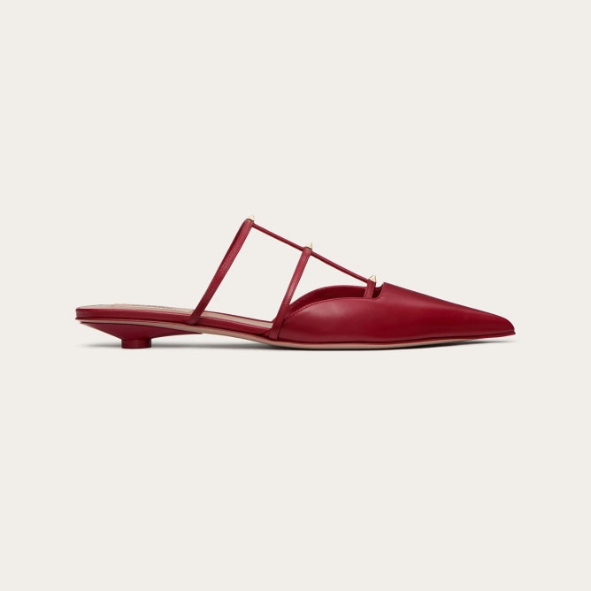 VALENTINO Sapatilhas Mill com microsalto em couro bezerro vermelho