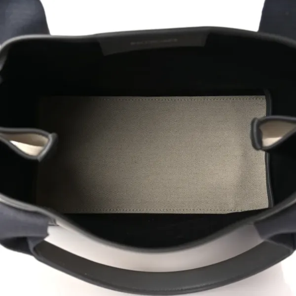 Balenciaga S Navy Cabas Naturel Gris Acier Cotton Canvas & Calfskin Leather - Image 7