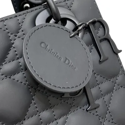 Dior Small My ABCDior Lady Dior Black Ultramatte Cannage Calfskin Leather Matte Black Hardware