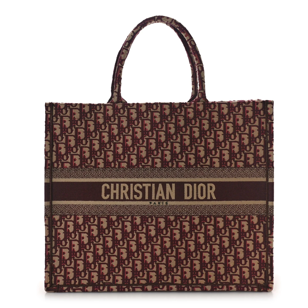 Dior Large Book Tote Burgundy Multicolor Oblique Canvas