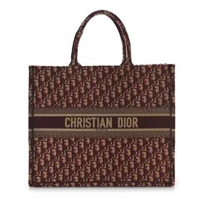 Dior Large Book Tote Burgundy Multicolor Oblique Canvas