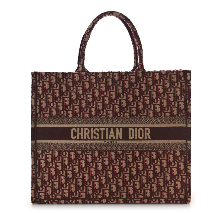 Dior Large Book Tote Burgundy Multicolor Oblique Canvas