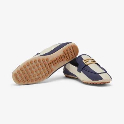 FENDI Blue canvas loafers