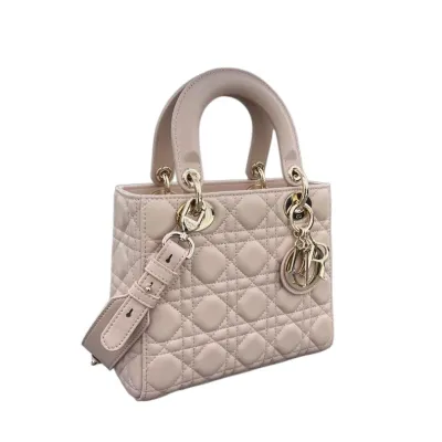 Dior Lady Pink Lambskin Leather Gold Hardware