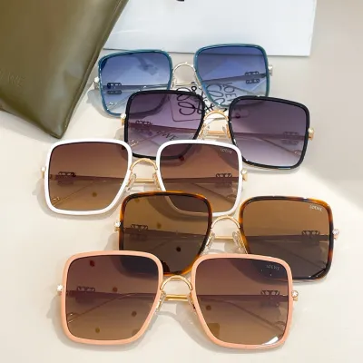 Loewe square frame glasses eggplant/coral/blue/white/leopard color Size 56口18-145