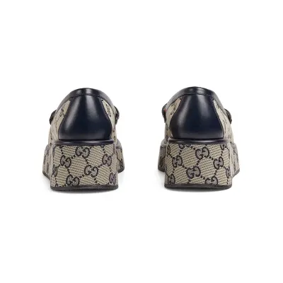 Gucci grey slope heel loafers