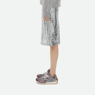 Bottega Veneta Orbit Sneakers In Silver/Burgundy Technical Fabric And Mesh Lace-Up Sneaker