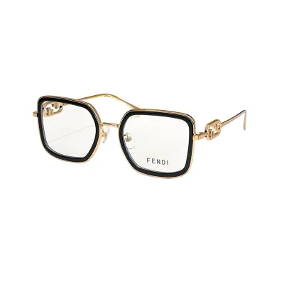 Fendi square frame glasses silver/gold/red gold/green gold/leopard gold/brown leopard/eggplant/black silver/red brown/green/brown monogram color Size 55口19-145