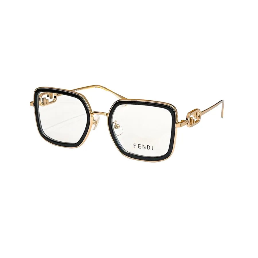 Fendi square frame glasses silver/gold/red gold/green gold/leopard gold/brown leopard/eggplant/black silver/red brown/green/brown monogram color Size 55口19-145