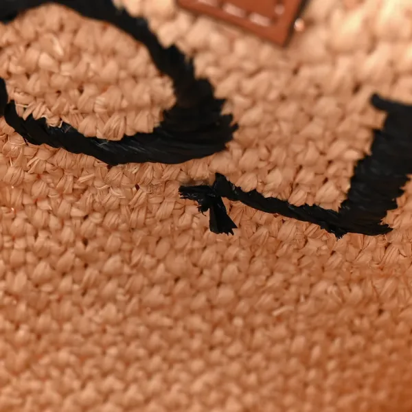 Loewe Standard A4 Tote Bag Natural/Black Raffia & Calfskin Leather - Image 8