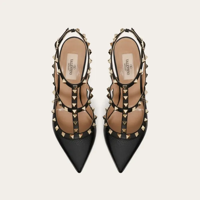 VALENTINO Peeled calf leather fastened rivet heels (heel height 10cm)