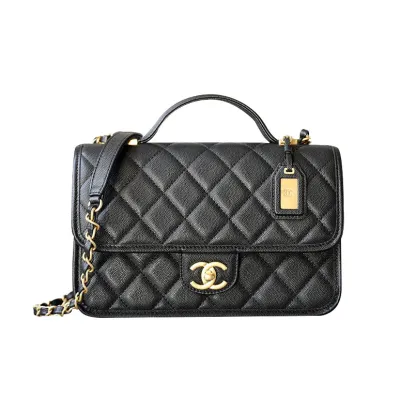 Chanel Black Quilted Caviar Leather 20.5cm / 25cm Crossbody Bags Top-Handle Bags