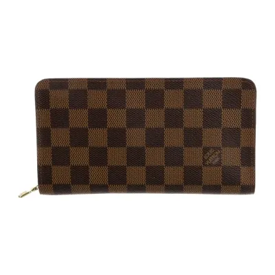 Louis Vuitton Large Zippy Wallet Damier Ebene Coated Canvas Gold Hardware