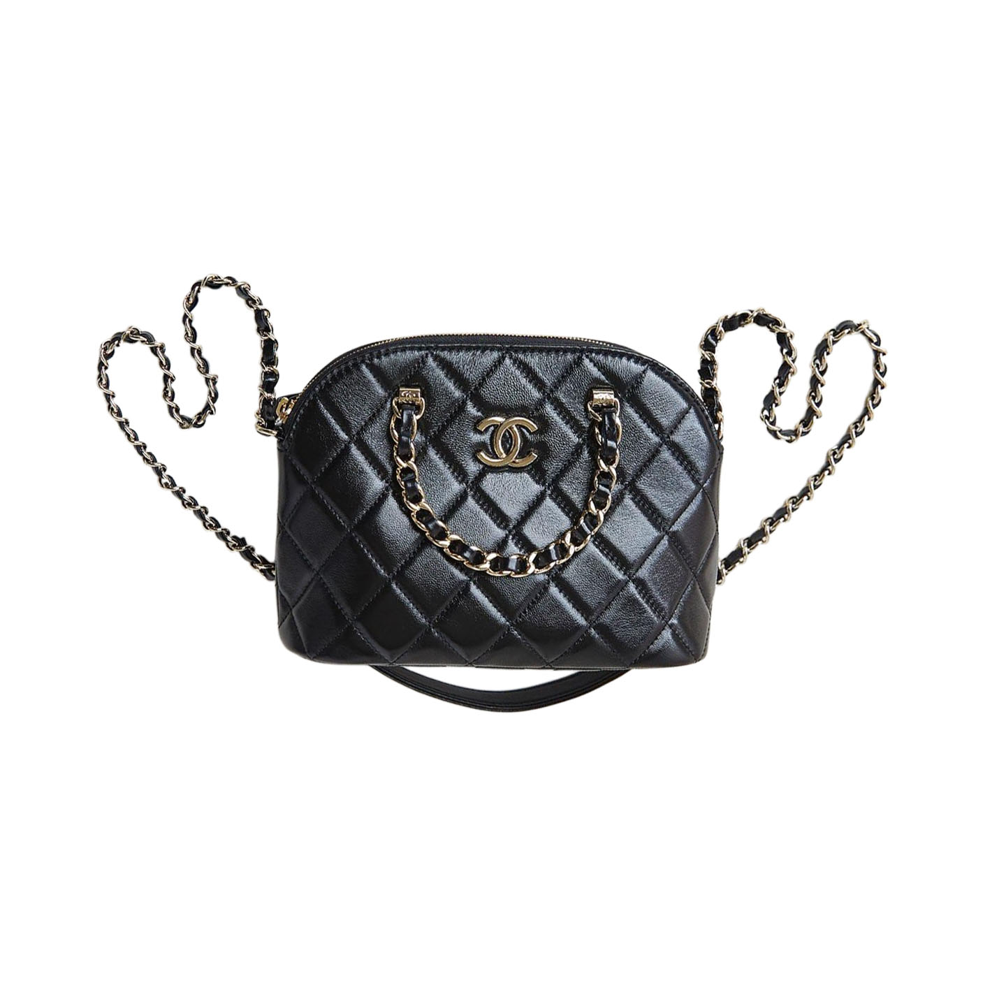 Chanel Preto / Vinho Tinto / Damasco Bolsas Transversais Acolchoadas em Pele de Cordeiro