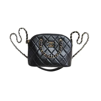 Chanel Black / Wine Red / Apricot color Quilted Lambskin Leather Crossbody Bags