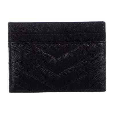 Saint Laurent Small Card Holder Black Saffiano Printed Leather Gold Hardware