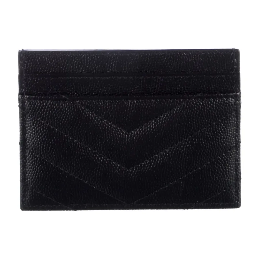 Saint Laurent Small Card Holder Black Saffiano Printed Leather Gold Hardware