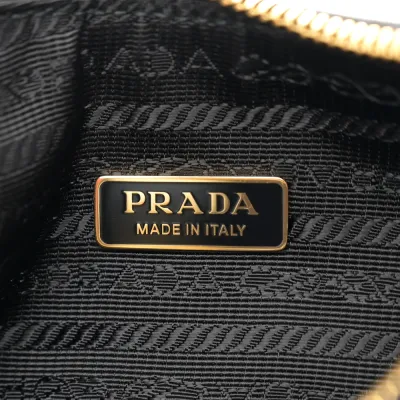 Prada Medium Re-Edition 2005 Shoulder Bag Black Patent Naplak Leather Gold Hardware