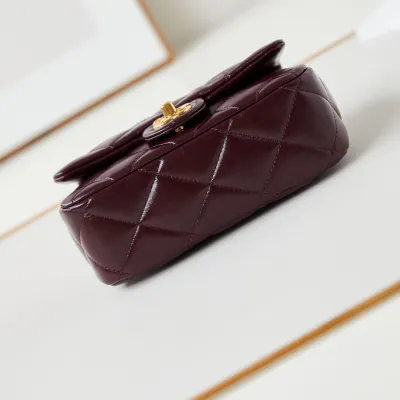 Chanel Gold handle handbag wine red/black/White/milk tea color/avocado green crossbody bag