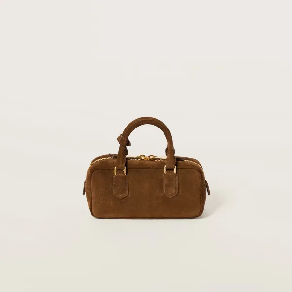 Miu Miu Arcadie Suede Leather Brown Top-Handle Bags - Image 2