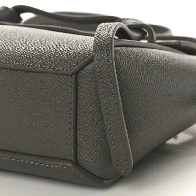 Celine Pico Belt Bag Grey Grained Calfskin Leather Gold Hardware