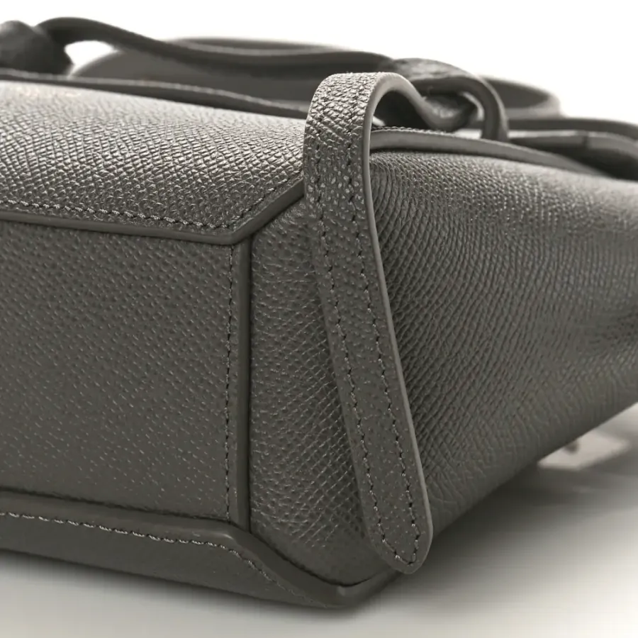 Celine Pico Belt Bag Grey Grained Calfskin Leather Gold Hardware