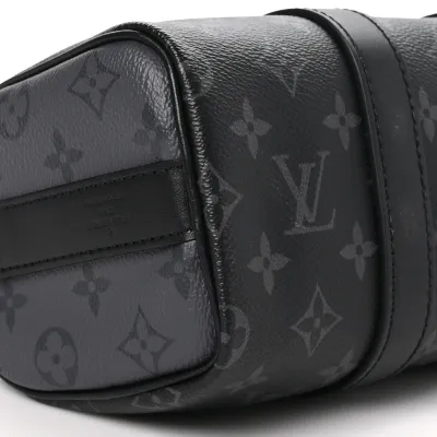 Louis Vuitton Keepall Bandouliere 25 Reverse Monogram Eclipse Canvas Silver Hardware