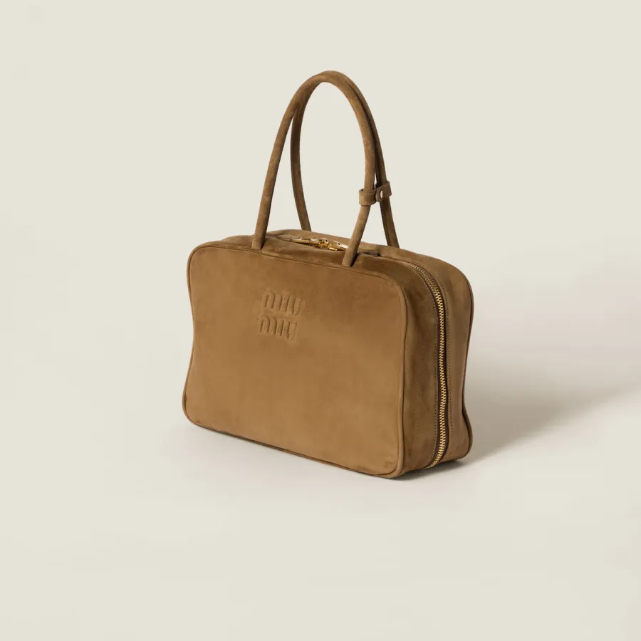 Miu Miu Beau Suede Leather Brown Top-Handle Bags